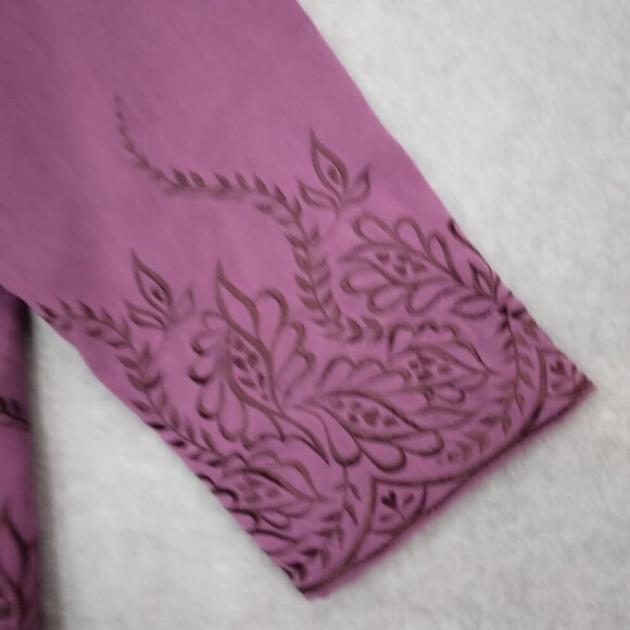 Bob Mackie | Purple Embroidered Faux Suede Jacket | Size L - Picture 4 of 8